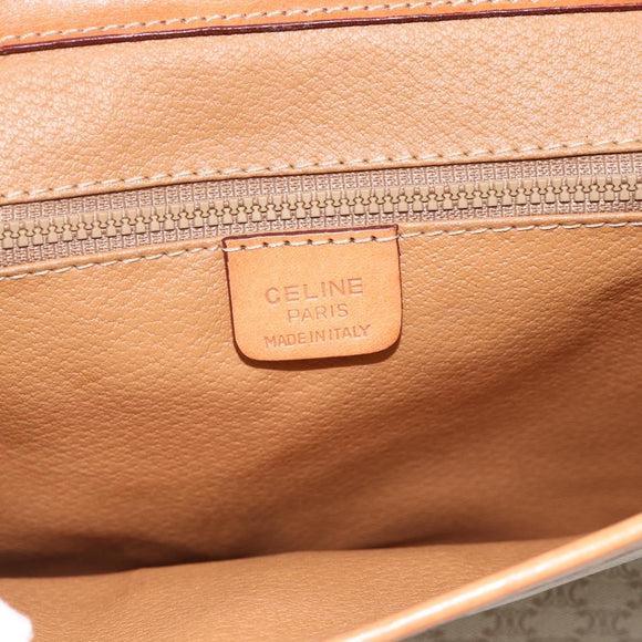 CELINE Macadam Canvas Shoulder Bag PVC Beige Gold Auth YKZ313A
