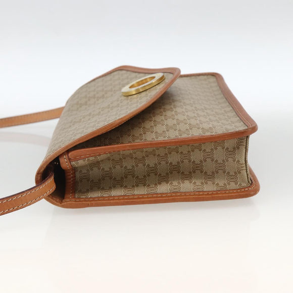 CELINE Macadam Canvas Shoulder Bag PVC Beige Gold Auth YKZ313A