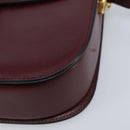CELINE Shoulder Bag Leather Bordeaux Gold Auth YKZ314-9