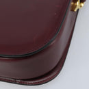 CELINE Shoulder Bag Leather Bordeaux Gold Auth YKZ314-15