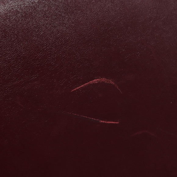 CELINE Shoulder Bag Leather Bordeaux Gold Auth YKZ314