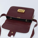 CELINE Shoulder Bag Leather Bordeaux Gold Auth YKZ314-18