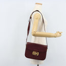 CELINE Shoulder Bag Leather Bordeaux Gold Auth YKZ314-23