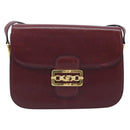 CELINE Shoulder Bag Leather Bordeaux Gold Auth YKZ314-13