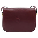 CELINE Shoulder Bag Leather Bordeaux Gold Auth YKZ314-2