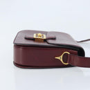 CELINE Shoulder Bag Leather Bordeaux Gold Auth YKZ314-3