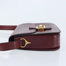 CELINE Shoulder Bag Leather Bordeaux Gold Auth YKZ314-4