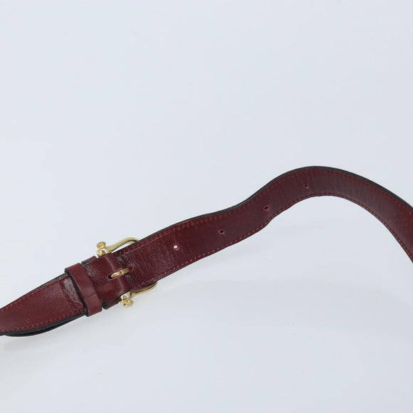 CELINE Shoulder Bag Leather Bordeaux Gold Auth YKZ314