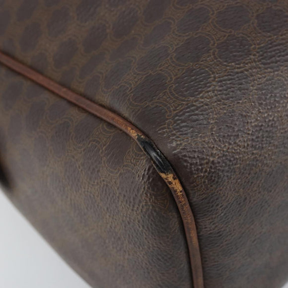 CELINE Macadam Canvas Hand Bag PVC Leather Brown Gold Auth YKZ329