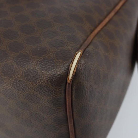 CELINE Macadam Canvas Hand Bag PVC Leather Brown Gold Auth YKZ329