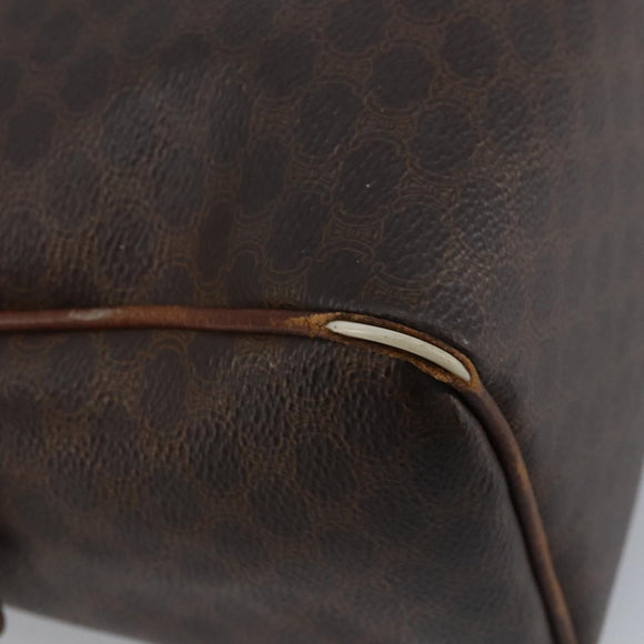 CELINE Macadam Canvas Hand Bag PVC Leather Brown Gold Auth YKZ329