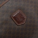 CELINE Macadam Canvas Hand Bag PVC Leather Brown Gold Auth YKZ329-17