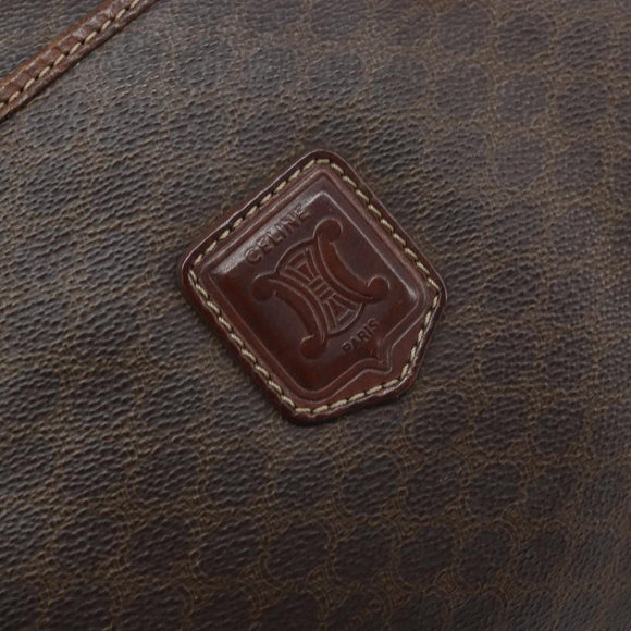 CELINE Macadam Canvas Hand Bag PVC Leather Brown Gold Auth YKZ329