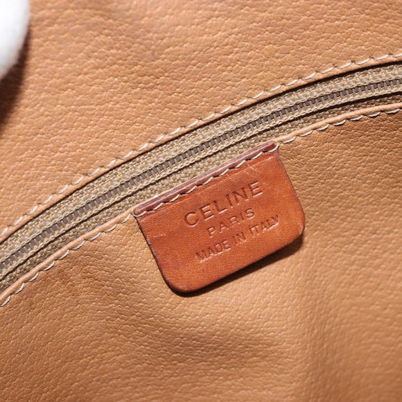 CELINE Macadam Canvas Hand Bag PVC Leather Brown Gold Auth YKZ329