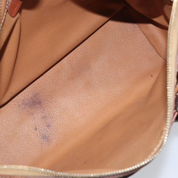 CELINE Macadam Canvas Hand Bag PVC Leather Brown Gold Auth YKZ329