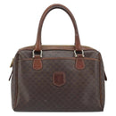 CELINE Macadam Canvas Hand Bag PVC Leather Brown Gold Auth YKZ329-13