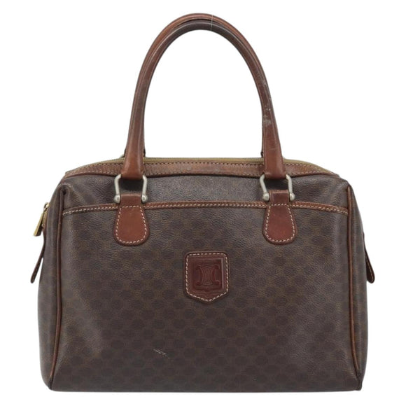 CELINE Macadam Canvas Hand Bag PVC Leather Brown Gold Auth YKZ329