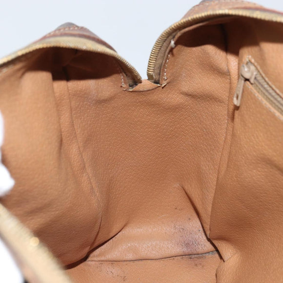 CELINE Macadam Canvas Hand Bag PVC Leather Brown Gold Auth YKZ329