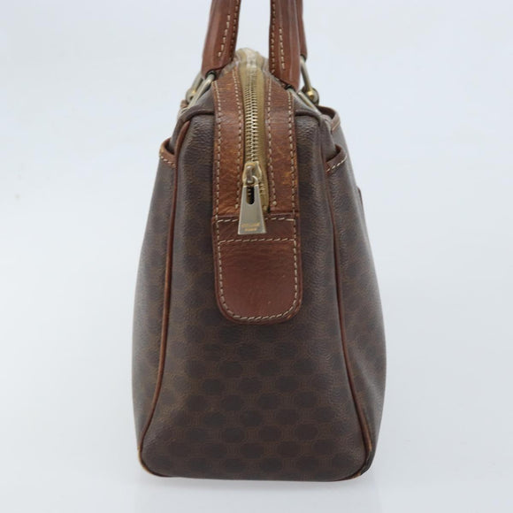 CELINE Macadam Canvas Hand Bag PVC Leather Brown Gold Auth YKZ329
