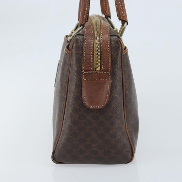 CELINE Macadam Canvas Hand Bag PVC Leather Brown Gold Auth YKZ329