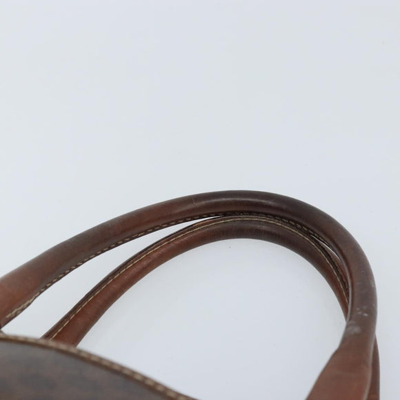 CELINE Macadam Canvas Hand Bag PVC Leather Brown Gold Auth YKZ329