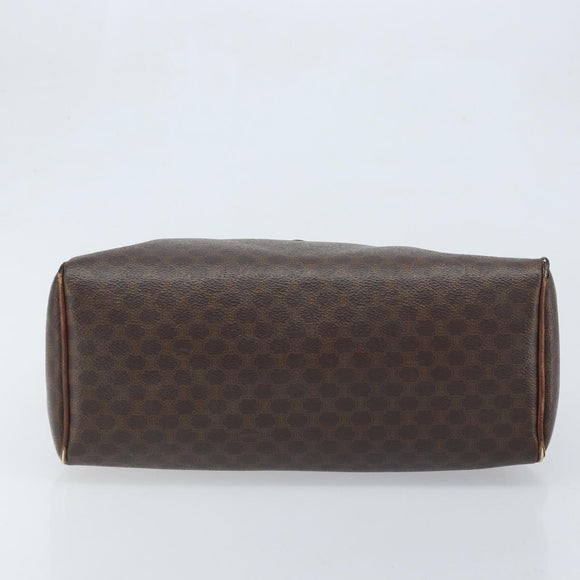 CELINE Macadam Canvas Hand Bag PVC Leather Brown Gold Auth YKZ329