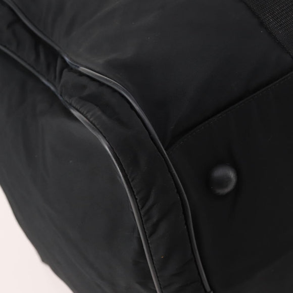PRADA Boston Bag Nylon 2way Black Silver Auth YKZ331