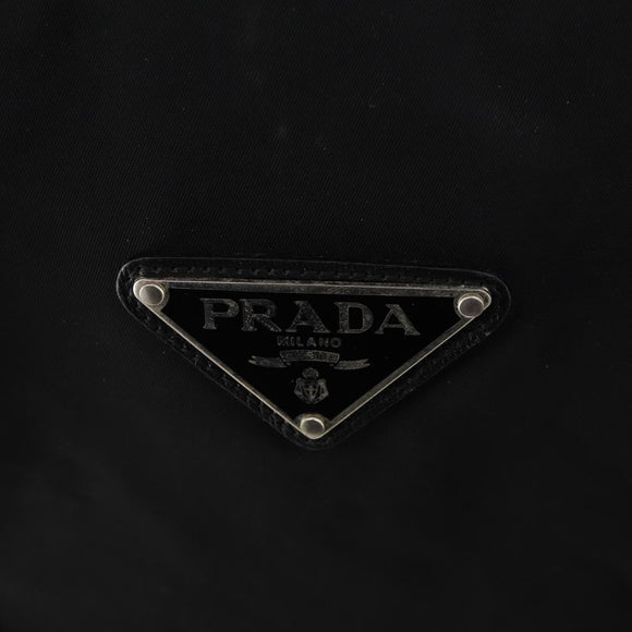 PRADA Boston Bag Nylon 2way Black Silver Auth YKZ331