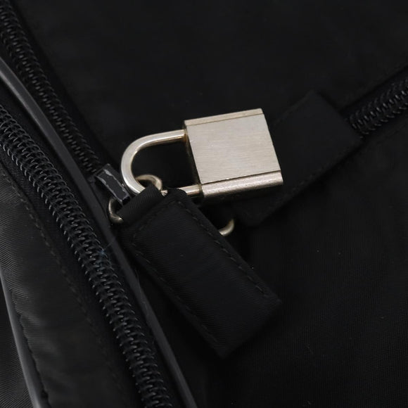 PRADA Boston Bag Nylon 2way Black Silver Auth YKZ331