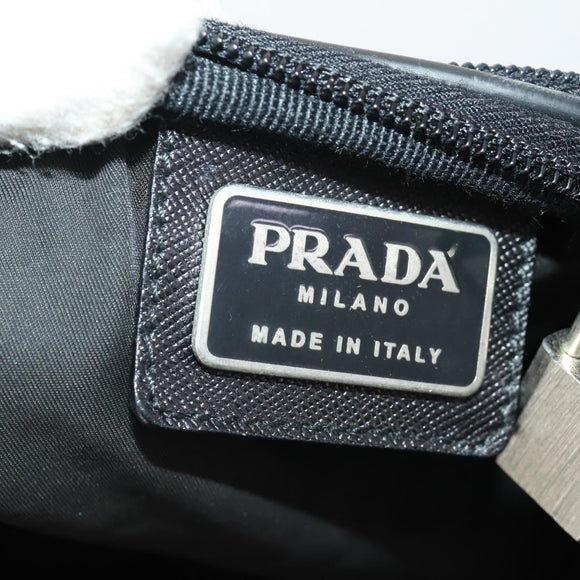 PRADA Boston Bag Nylon 2way Black Silver Auth YKZ331