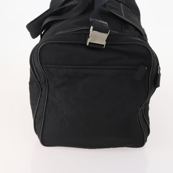 PRADA Boston Bag Nylon 2way Black Silver Auth YKZ331