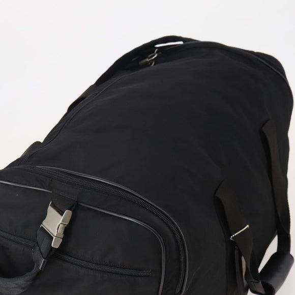 PRADA Boston Bag Nylon 2way Black Silver Auth YKZ331