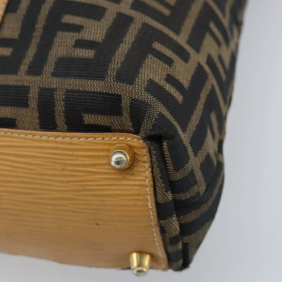 FENDI Zucca Canvas Tote Bag Black Brown Auth YKZ349