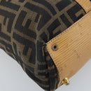 FENDI Zucca Canvas Tote Bag Black Brown Auth YKZ349-9