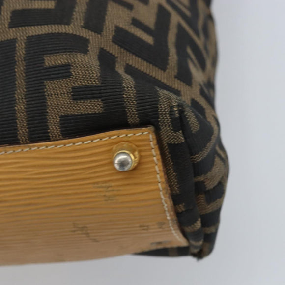 FENDI Zucca Canvas Tote Bag Black Brown Auth YKZ349