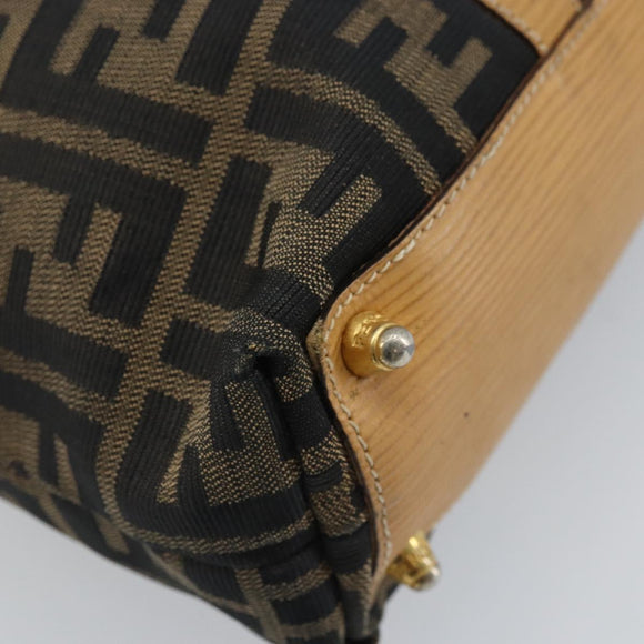 FENDI Zucca Canvas Tote Bag Black Brown Auth YKZ349