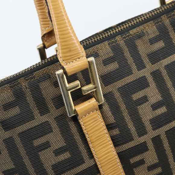 FENDI Zucca Canvas Tote Bag Black Brown Auth YKZ349