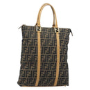 FENDI Zucca Canvas Tote Bag Black Brown Auth YKZ349-1
