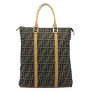 FENDI Zucca Canvas Tote Bag Black Brown Auth YKZ349-13
