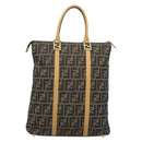 FENDI Zucca Canvas Tote Bag Black Brown Auth YKZ349-2