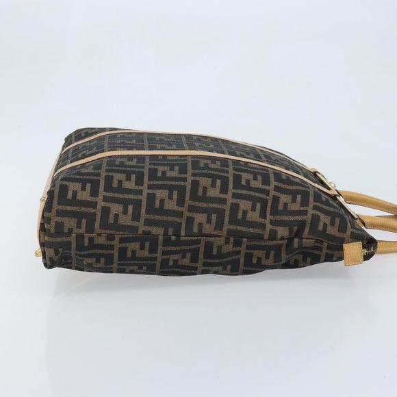 FENDI Zucca Canvas Tote Bag Black Brown Auth YKZ349