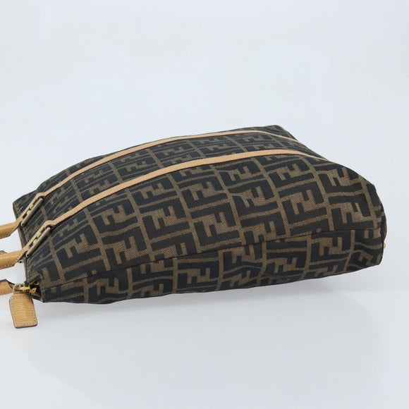 FENDI Zucca Canvas Tote Bag Black Brown Auth YKZ349