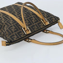 FENDI Zucca Canvas Tote Bag Black Brown Auth YKZ349-6
