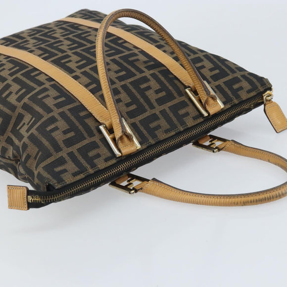 FENDI Zucca Canvas Tote Bag Black Brown Auth YKZ349