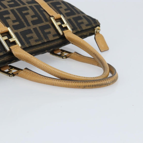 FENDI Zucca Canvas Tote Bag Black Brown Auth YKZ349