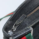 GUCCI GG Canvas Web Sherry Line Shoulder Bag Black Red Green 169937 Auth YKZ350-10