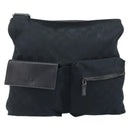 GUCCI GG Canvas Web Sherry Line Shoulder Bag Black Red Green 169937 Auth YKZ350-13