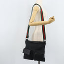 GUCCI GG Canvas Web Sherry Line Shoulder Bag Black Red Green 169937 Auth YKZ350-23