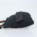 GUCCI GG Canvas Web Sherry Line Shoulder Bag Black Red Green 169937 Auth YKZ350-4