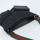 GUCCI GG Canvas Web Sherry Line Shoulder Bag Black Red Green 169937 Auth YKZ350-6